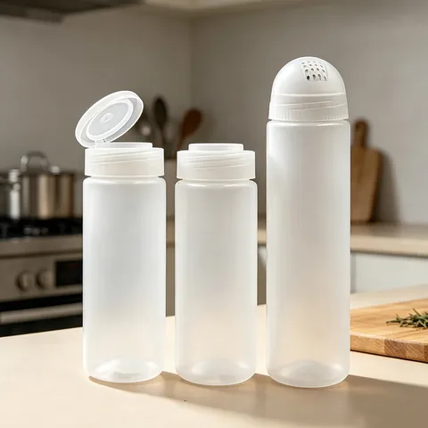Bottiglia Spargispezie in Plastica 400ML 600ML Dosatore per Spezie Cucina BBQ Sale Pepe Tappo a Scatto Girevole Barattolo