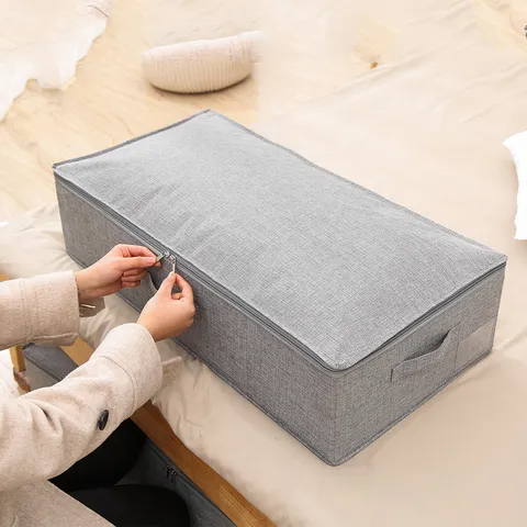 Scatola di Immagazzinaggio Pieghevole in Tessuto Sotto Letto Borsa Piatta per Piumino Vestiti Organizer da Camera
