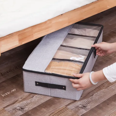 Grote Opvouwbare Katoen Linnen Kleding Opbergdoos Waterdichte Dekbed Organizer Tas Met Rits Handvat