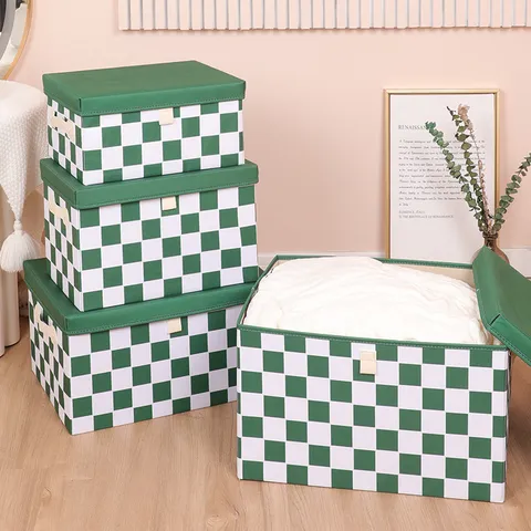 Scatola di Immagazzinaggio Pieghevole in Tessuto Oxford Con Coperchio e Maniglie Grande Capacità Organizzatore di Vestiti Coperta Giocattoli