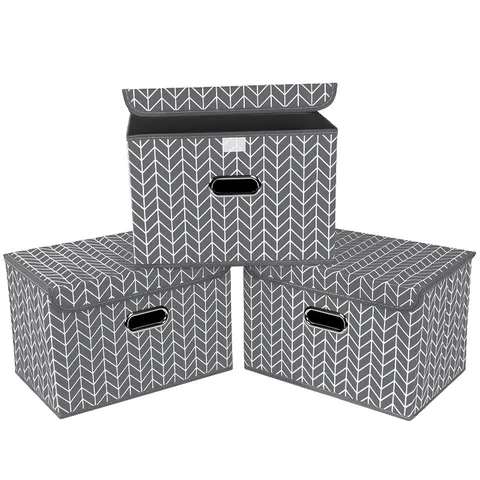 Scatola Portaoggetti Pieghevole in Tessuto con Coperchi e Maniglie in Metallo Organizzatore per Armadio per Vestiti Coperta Giocattolo