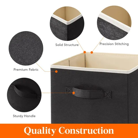 Foldable Fabric Storage Box Large Square Storage Bin With Sturdy Handle Closet Organizer For Clothes Books Sundries