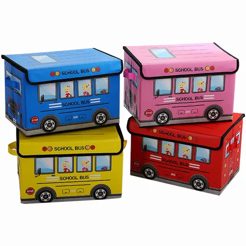 Scatola Portatoggetti Pieghevole in Tessuto Non Tessuto Stampa Cartoon Auto Contenitore Organizzatore per Giocattoli Abiti Con Coperchio e Maniglie Portatili
