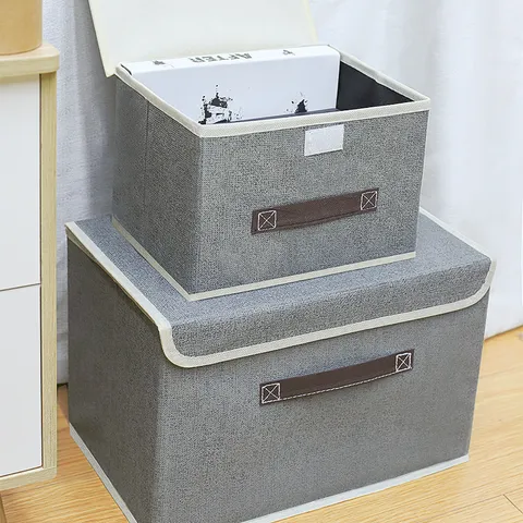 Scatola di Immagazzinaggio in Tessuto Pieghevole con Coperchio Organizzatore di Abiti Antipolvere Contenitore Minimalista per la Casa