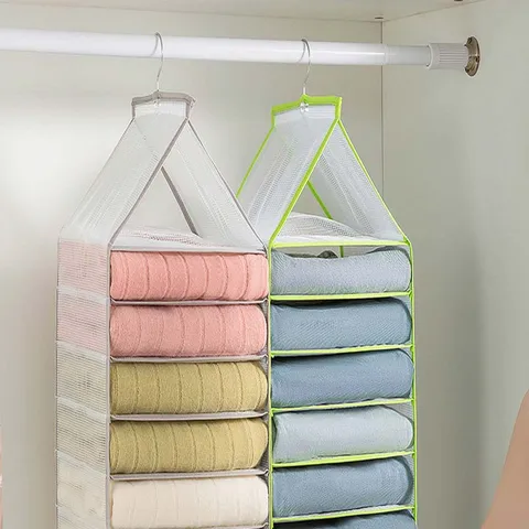 Organizzatore Sospeso per Armadio Borsa di Conservazione Pieghevole per Guardaroba Organizzatore Multistrato per Cameretta Camera da Letto Casa