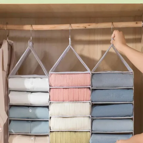 Organizzatore Sospeso per Armadio Borsa di Conservazione Pieghevole per Guardaroba Organizzatore Multistrato per Cameretta Camera da Letto Casa