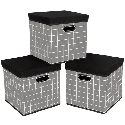Scatola di Immagazzinaggio Pieghevole in Tessuto Non Tessuto Con Coperchio Grande Organizer Per Vestiti e Giocattoli