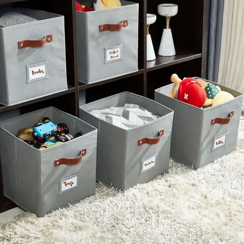 Foldable Fabric Storage Box Collapsible Closet Organizer Bin With Handle For Clothes Blankets Toys Home Living Room