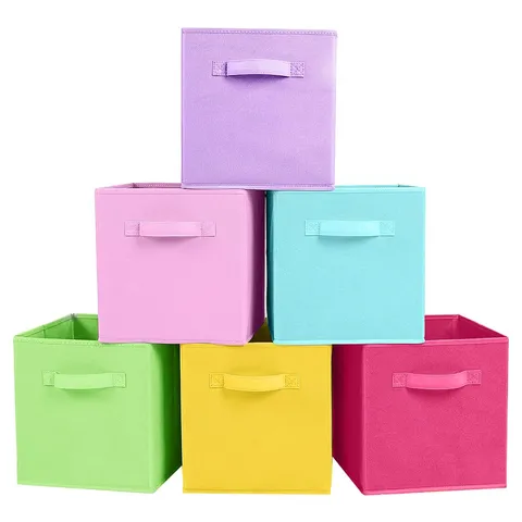 Foldable Fabric Storage Box Non-Woven Closet Organizer With Handle Collapsible Storage Bin For Home Wardrobe Clothes Toys