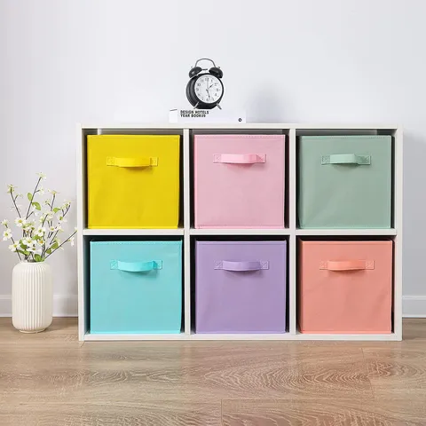 Foldable Fabric Storage Box Non-Woven Clothes Organizer Bin With Handle