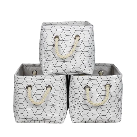 Panier de Rangement en Tissu Coton Géométrique Panier à Linge Pliable Pour Armoire Organisateur de Jouets