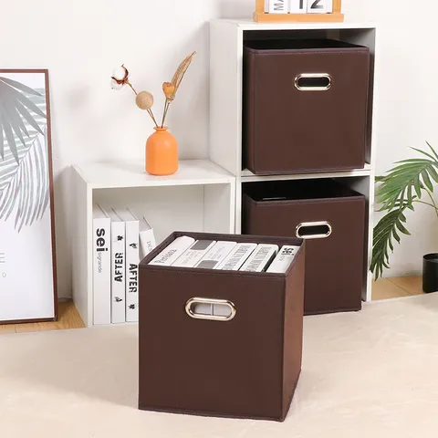 Foldable Fabric Storage Box Non Woven Closet Organizer Cube Bin For Clothes Toys