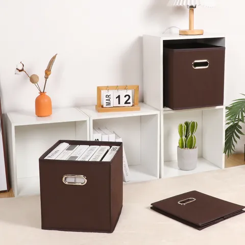 Foldable Fabric Storage Box Non Woven Closet Organizer Cube Bin For Clothes Toys