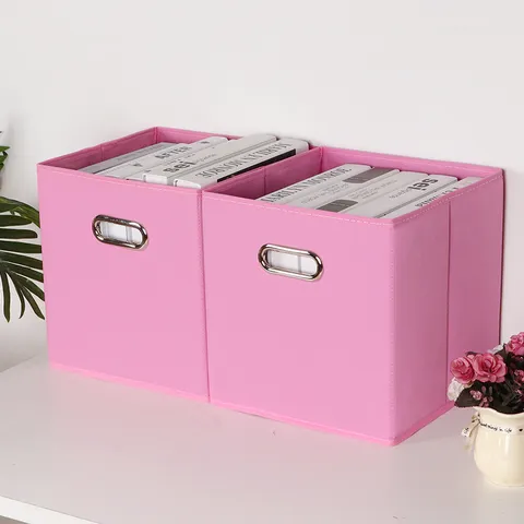Foldable Fabric Storage Box Non Woven Cloth Organizer Bin With Metal Handle For Clothes Toys Wardrobe Home Organization