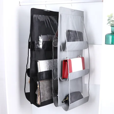 Mehrschichtige Hängende Handtasche Organizer Oxford-Gewebe Transparent Staubdicht Aufbewahrungstasche Für Kleiderschrank Schlafzimmer