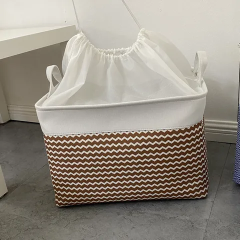 Opvouwbare Stof Opbergmand Vies Wasgoed Mand Met Trekkoord Verdikte Huis Garderobe Organizer Bak Voor Speelgoed En Kleding