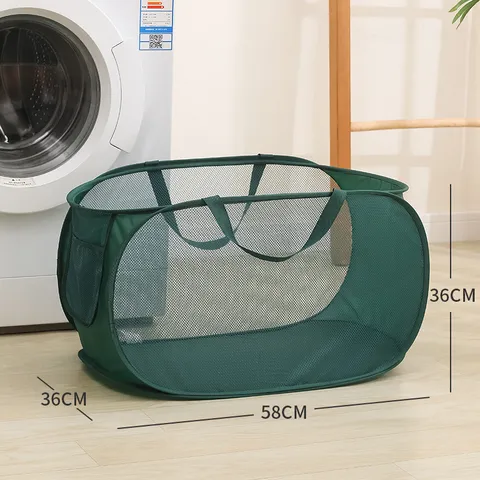 Cesta de Ropa Plegable Cesta de Almacenamiento de Malla Organizador de Ropa Grande Papelera de Lavandería Portátil con Asas para Dormitorio