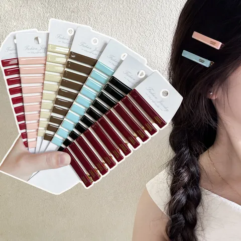 Set de Pinzas para el Cabello de Acrílico con Etiqueta Dorada FRANCIA Hecho a Mano Estilo Coreano Minimalista Accesorios para el Cabello Mujer Pinza de Pico de Pato