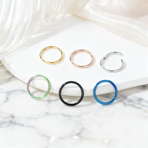 Stainless Steel Seamless Nose Hoop Hinged Segment Clicker Septum Piercing Ring For Unisex Body Jewelry Nose Stud Lip Ring Earring