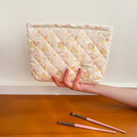 Cute Cartoon Quilted Cosmetic Bag Portable Large Capacity Travel Makeup Storage Bag Toiletry Wash Bag For Women