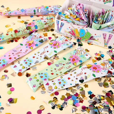 Handheld Inflatable Confetti Balloon Stick Toy With Colorful Sequins Cartoon Printed Party Poppers For Festive Birthday Celebration Atmosphere Decoration