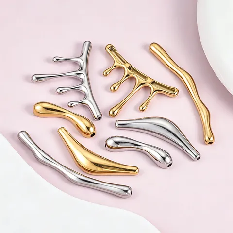304 Stainless Steel Lava Fluid Curved Tube Perforated Pendant For DIY Jewelry Making Handmade Necklace Charms Accessories Minimalist Style