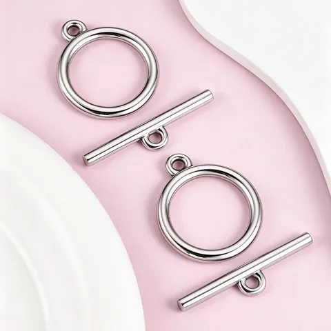 Polished Stainless Steel Large OT Toggle Clasp Round Mirror Surface Connecting Findings For DIY Jewelry Bracelet Necklace Making Findings