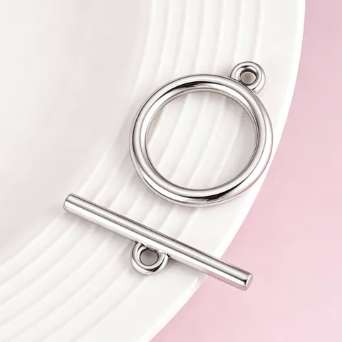 Polished Stainless Steel Large OT Toggle Clasp Round Mirror Surface Connecting Findings For DIY Jewelry Bracelet Necklace Making Findings