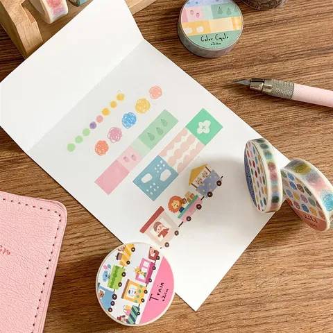Decoratieve Washi Tape Esthetische Gecodeerde Plakband Voor Dagboek Scrapbooking Ambacht Planner DIY Kantoorartikelen