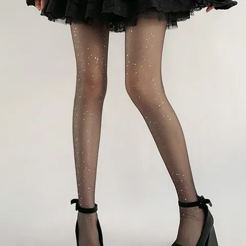 Women Shiny Shimmer Tights Ultra Thin Glitter Pantyhose Shimmering Pearl Hosiery For Summer Party Clubwear High Elasticity