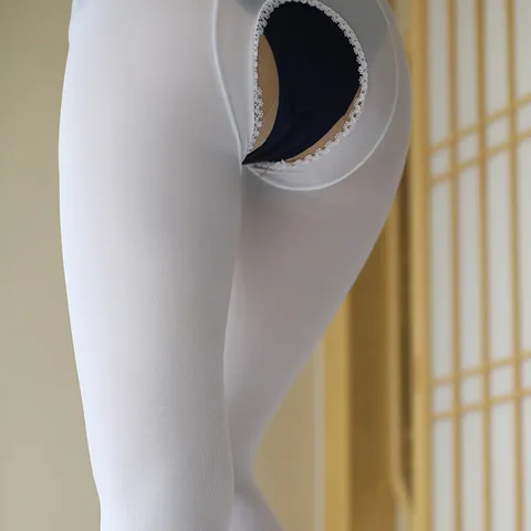 Sexy Women Open Crotch Pantyhose Thin Nylon Tights High Elasticity Sheer Stockings Lingerie For Dating Bedroom Nightwear