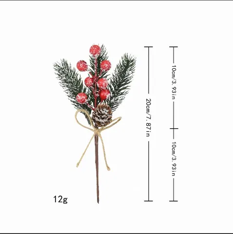 Weihnachten Künstliche Beeren Kiefernnadel Zweig Mit Tannenzapfen Kordelschleife Schnee Blumenpicks Für Weihnachtsbaum Kranz Dekoration Basteln