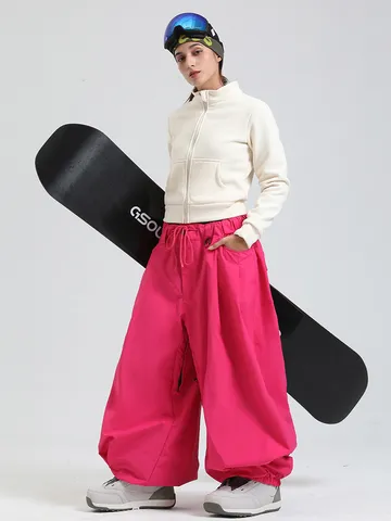 Unisex Loose Wide-Leg Ski Pants Waterproof Windproof Professional High Waist Snowboard Trousers For Men Women Outdoor Winter Sports