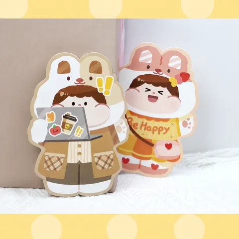 Cute Cartoon Rabbit Shaped Postcard Greeting Card Blessing Message Card Decorative Paper Stationery