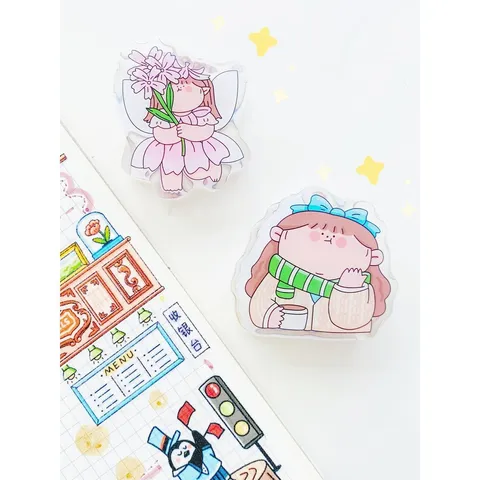 Originele Schattige Cartoon Planner Clip Vintage Stijl Acryl Metaal Binder Clips Voor Kantoor School Kantoorartikelen Studenten Cadeau