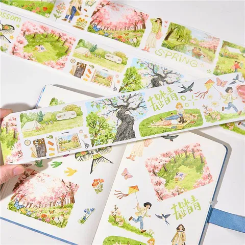 Washi Tape Schattig Lentelandschap Decoratieve Plakband Voor Journaling Scrapbooking DIY Ambacht Planner Schrijfwaren