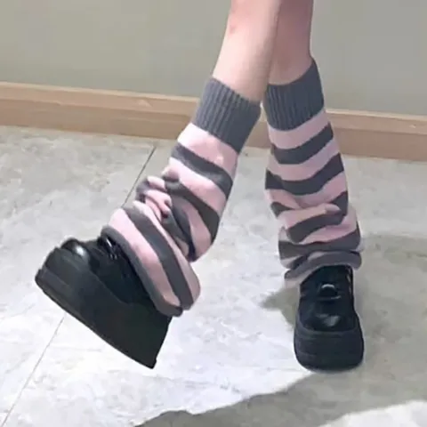 Japanese Style Slouch Leg Warmers Women Knitted Flared Long Socks Winter Warm Boot Cuffs Fashion Casual Daily Legwear