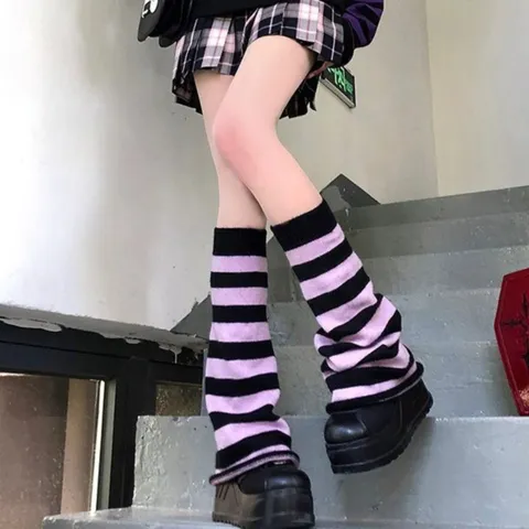Japanese Style Slouch Leg Warmers Women Knitted Flared Long Socks Winter Warm Boot Cuffs Fashion Casual Daily Legwear