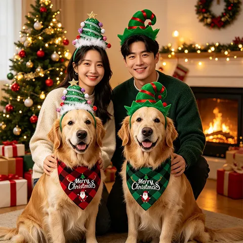 Kerst Huisdier Kostuum Geweiw Haarband Eland Feestelijke Feest Hond Hoofddeksel En Sjaal Set