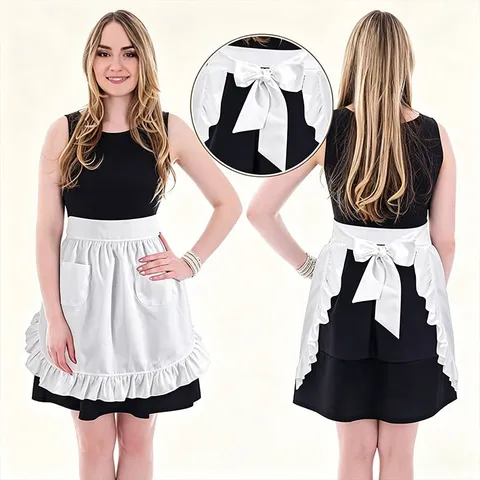 Chapeau de Bonne en Dentelle Blanche Jupe Accessoire de Costume Fête d'Halloween Ensemble Cosplay Femmes Accessoires