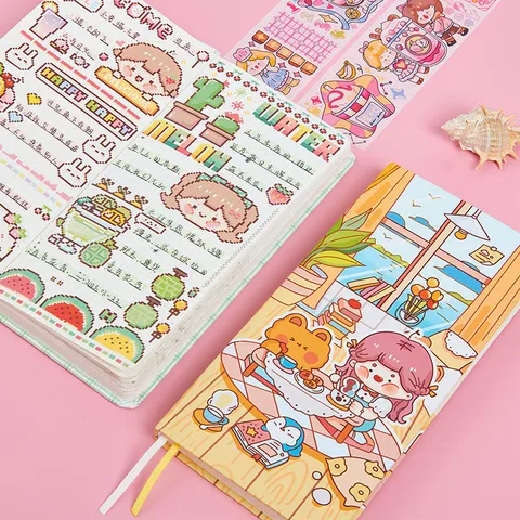 Schattige Cartoon Weekplanner Notitieboek Minimalistisch Dagboek Kantoor School Briefpapier Benodigdheden