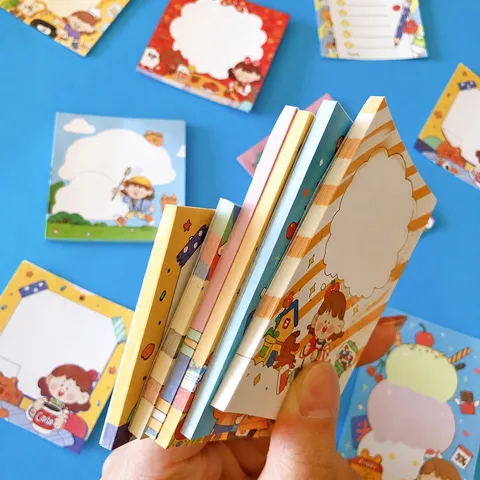 Blocco Note Carino di Cartoni Animati Note Adesive per Studenti Cancelleria Creativa Kawaii Taccuino Carta per Promemoria da Tasca