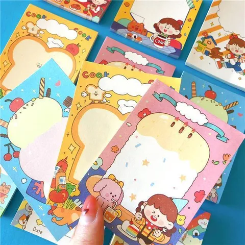 Blocco Note Carino di Cartoni Animati Note Adesive per Studenti Cancelleria Creativa Kawaii Taccuino Carta per Promemoria da Tasca
