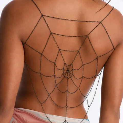 Catena per Corpo con Frange a Ragnatela Punk Gotico Catena Posteriore in Metallo Nero Gioiello da Vita Sexy per Donne Festa
