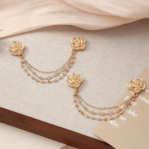Grote Roos Metaal Ketting Magnetische Gesp Broekspijp Versteller Verwijderbaar Vaste Decoratieve Kleding Clip Mode Accessoire