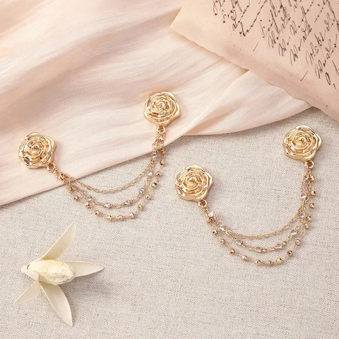 Grote Roos Metaal Ketting Magnetische Gesp Broekspijp Versteller Verwijderbaar Vaste Decoratieve Kleding Clip Mode Accessoire