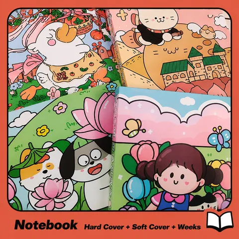 Schattig Cartoon Planner Notitieboek Student Dagboek Hardcover Losbladig Notitieboek Dagelijks Journal School Kantoor Kantoorartikelen