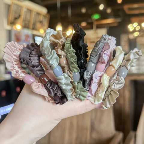 Satin Scrunchies For Women Ruffle Elastic Hair Ties Simple Cute Hair Accessories Daily Hair Styling Ponytail Holder Scrunchie