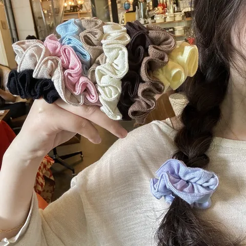 Minimalist Sweet Linen Hair Scrunchy High Elastic Ponytail Holder Hair Tie Daily Hair Accessories For Women