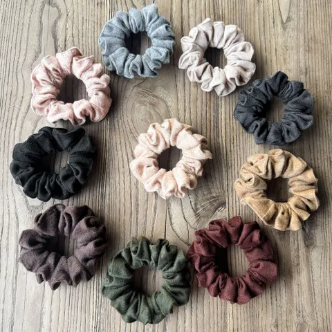 Autumn Winter Woolen Cloth Hair Scrunchies Pleated Elastic Hair Ties Chic Hair Accessories For Women Ponytail Holder
